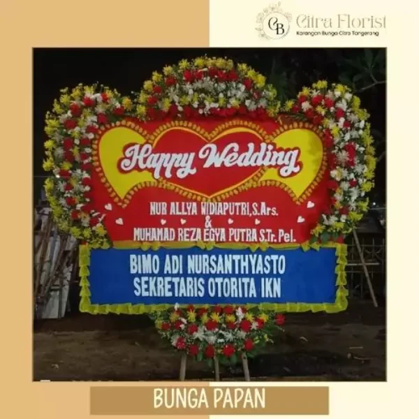 Bunga Papan Happy Wedding