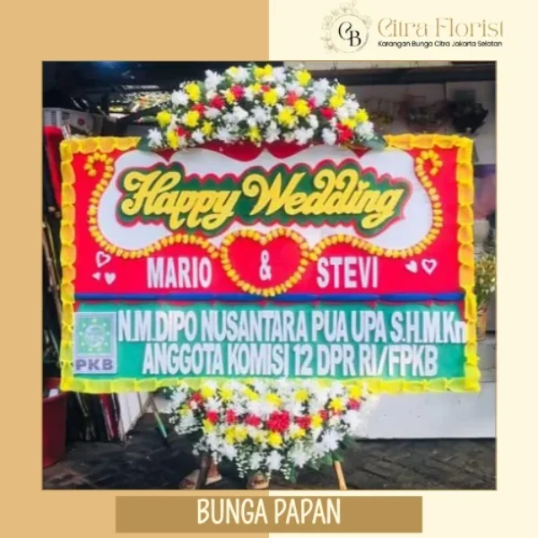 Bunga Papan Happy Wedding