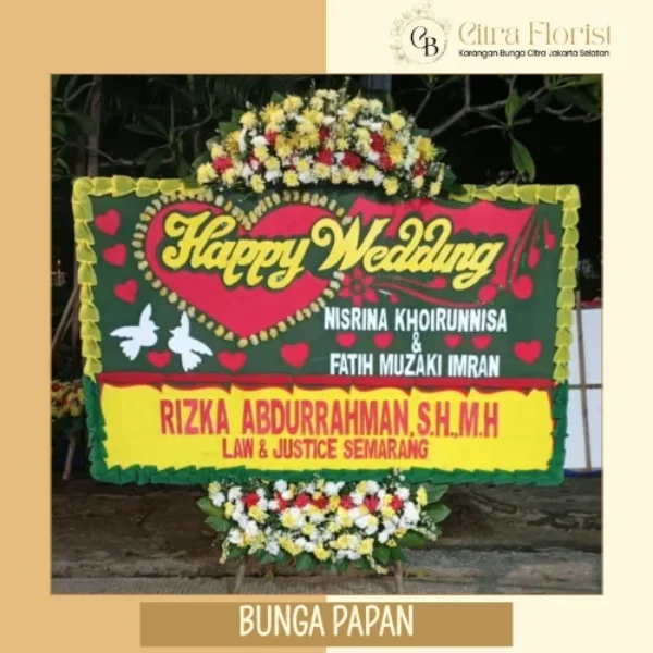 Bunga Papan Happy Wedding