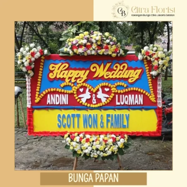 Bunga Papan Happy Wedding