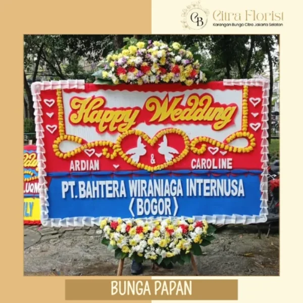 Bunga Papan Happy Wedding