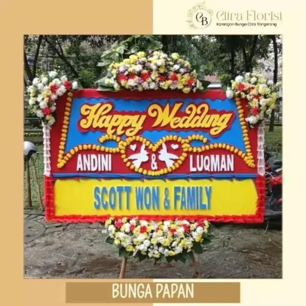 Bunga Papan Happy Wedding