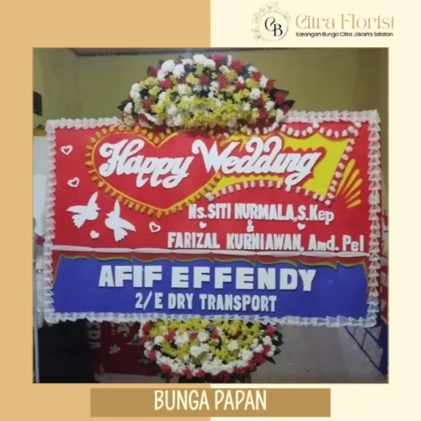 Bunga Papan Happy Wedding